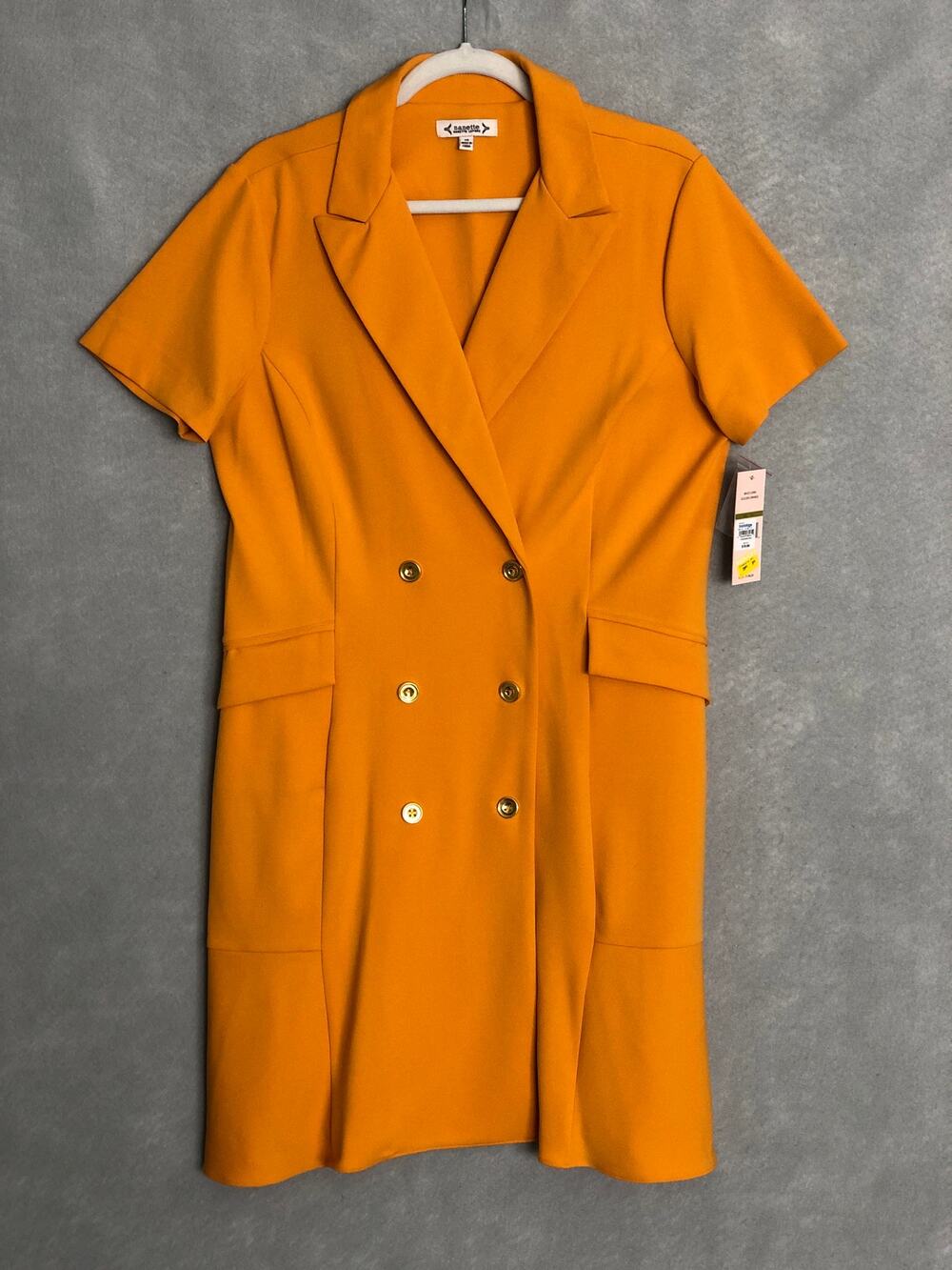 Nanette Lepore Double Breasted Dress Women's 14 Mini Golden Orange NEW